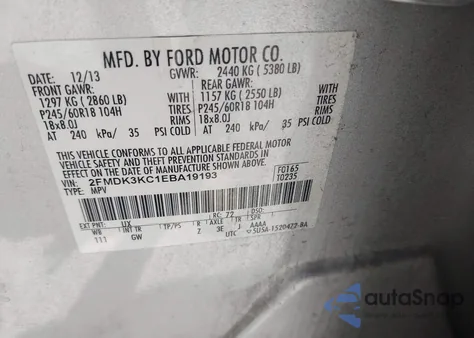 2014 Ford Edge Limited z USA, uszkodzony, nr VIN 2FMDK3KC1EBA19193